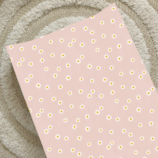 Anti-Roll Wedge Changing Mat - Pink Daisy Print | Bobbin and Bumble.