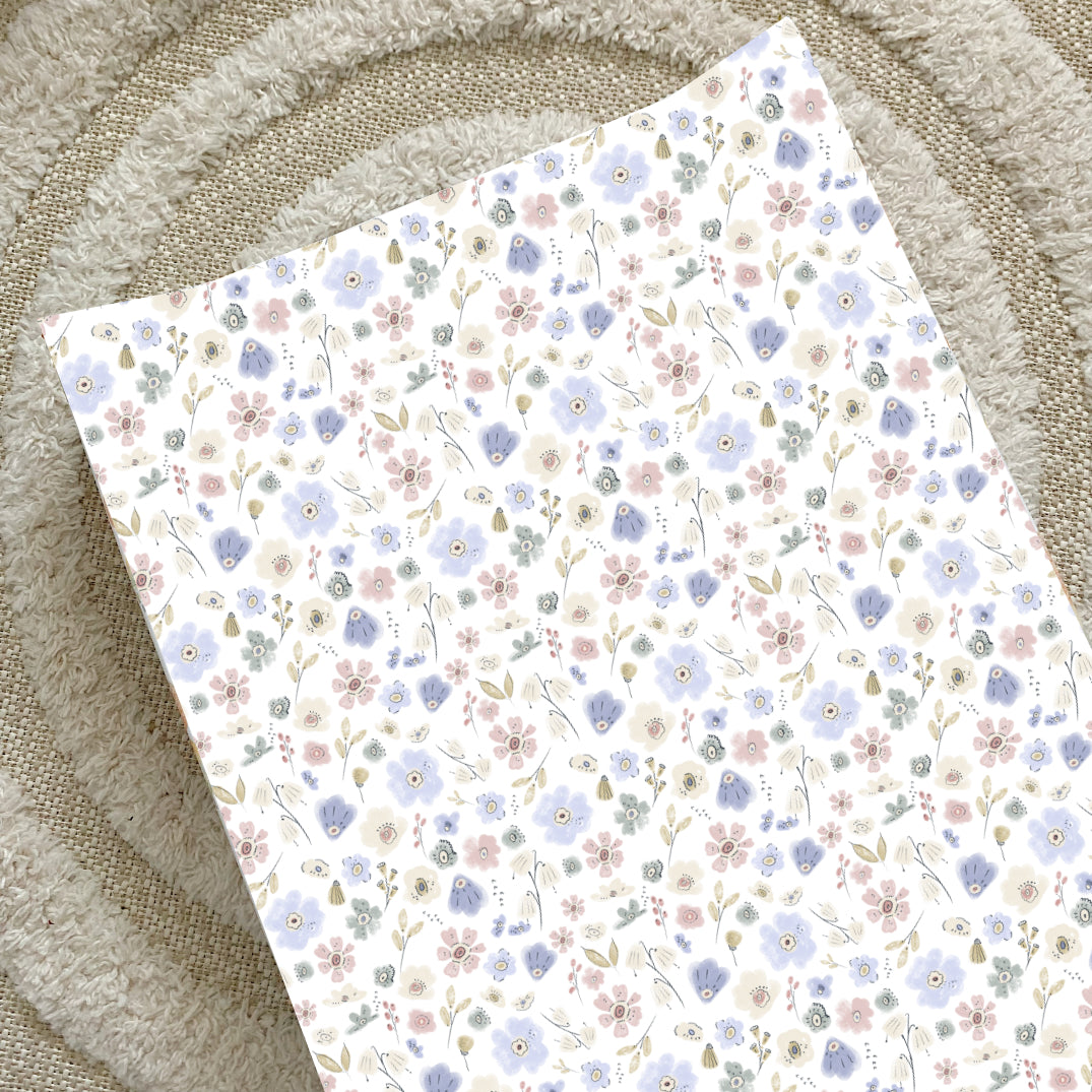 Anti-Roll Wedge Changing Mat - Lilac Wildflowers | Bobbin and Bumble.