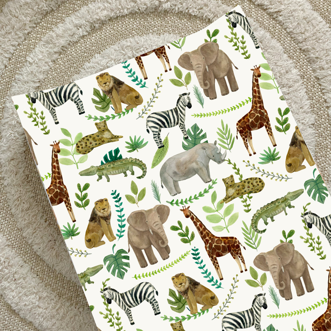 Anti-Roll Wedge Changing Mat - Safari Animals Print