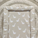 Deluxe Baby Changing Mat - White Goose Unisex Print | Bobbin and Bumble.