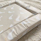 Deluxe Baby Changing Mat - White Goose Unisex Print | Bobbin and Bumble.