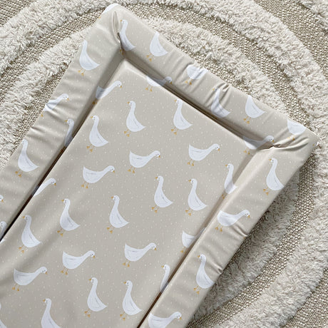 Deluxe Baby Changing Mat - White Goose Unisex Print | Bobbin and Bumble.