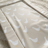 Deluxe Baby Changing Mat - White Goose Unisex Print | Bobbin and Bumble.