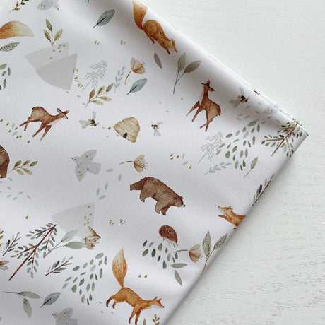 woodland animals baby splash mat with bears, deers, beehives and foliage