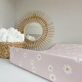 Anti-Roll Wedge Changing Mat - Pink Daisy Print | Bobbin and Bumble.