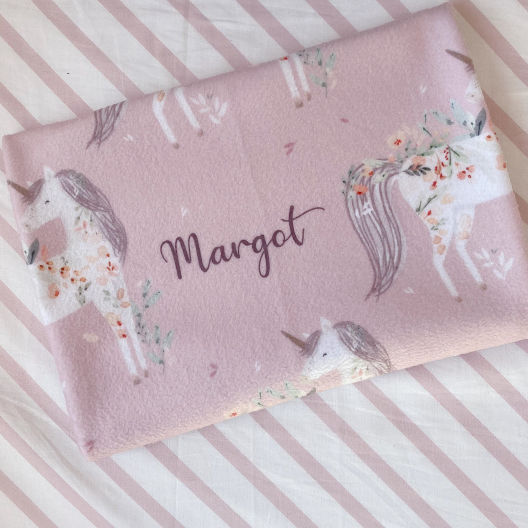 Pink unicorn shop baby blanket