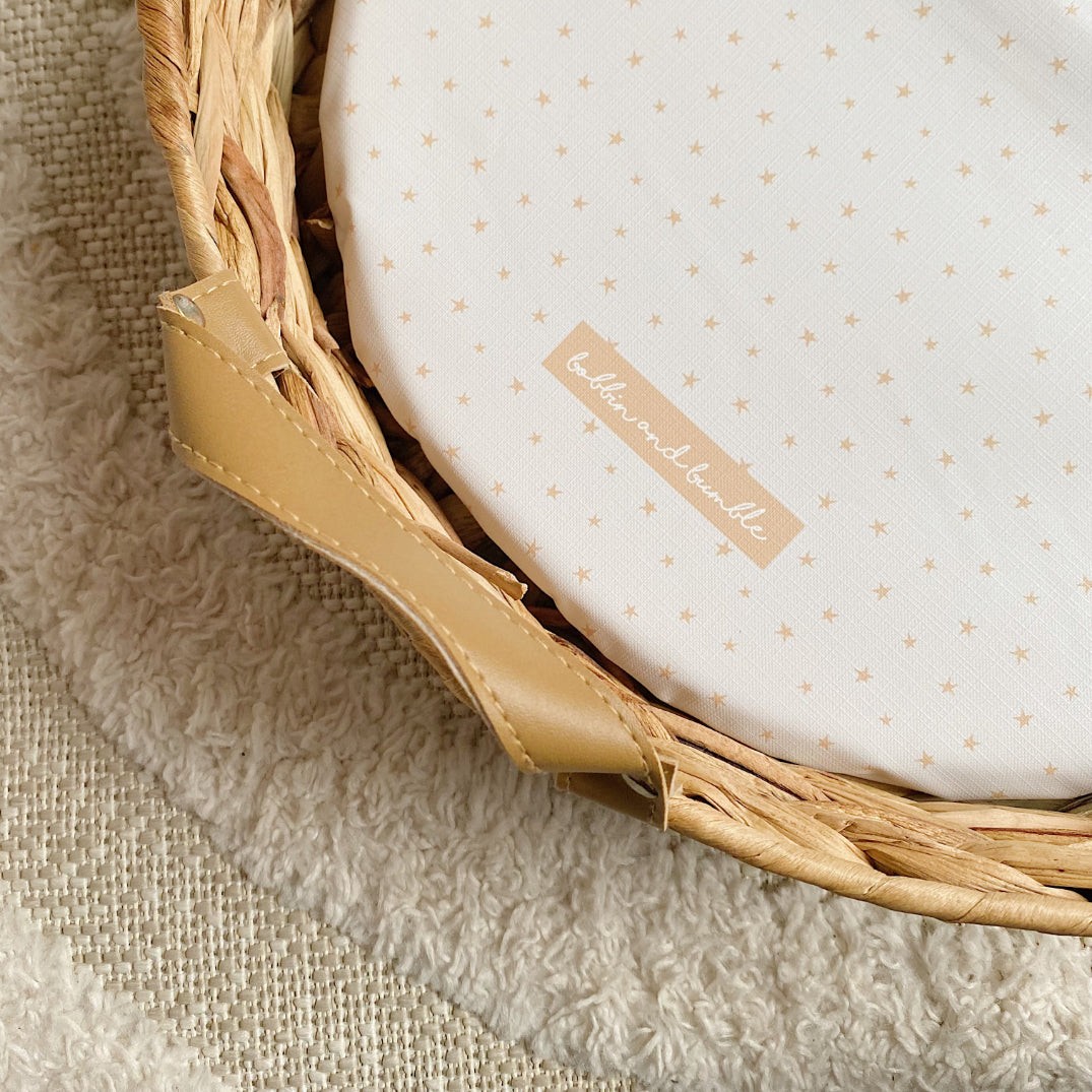 Gold Stars PVC Changing Basket Liner | Bobbin and Bumble | Bobbin and Bumble.