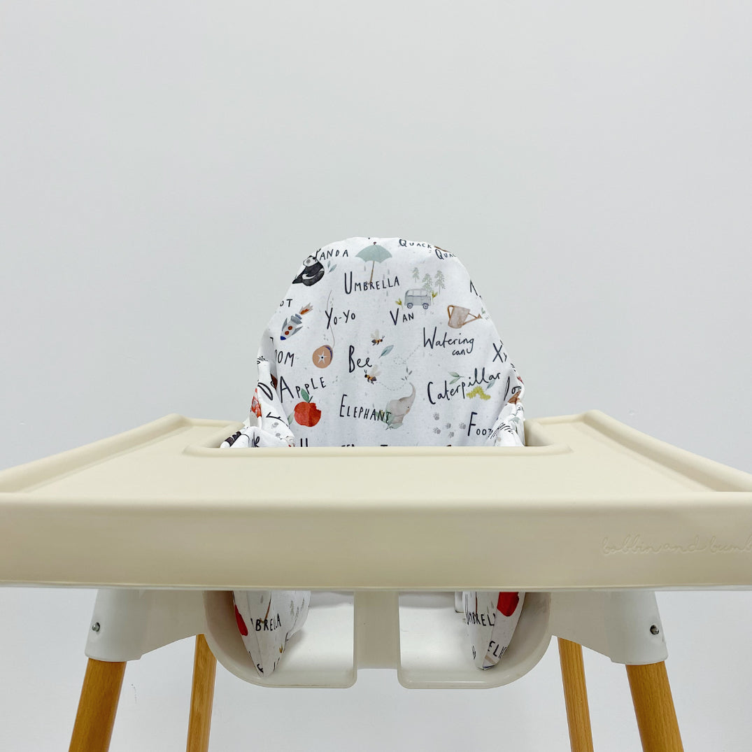 IKEA Highchair Cushion Cover - Alphabet Print | Bobbin and Bumble.