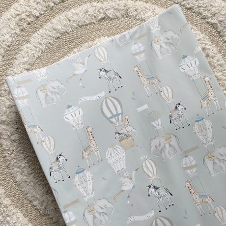 Anti-Roll Wedge Baby Changing Mat - Blue Hot Air Balloons Print | Bobbin and Bumble.