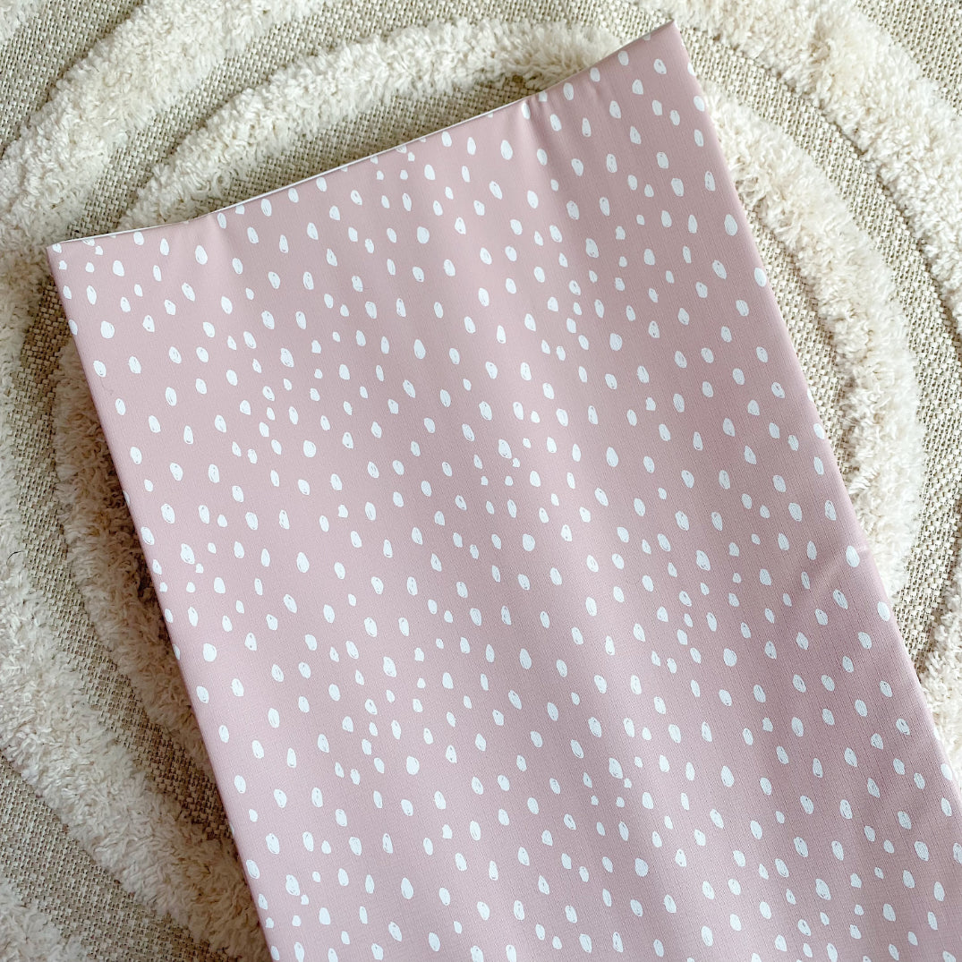 Anti-Roll Wedge Changing Mat - Dusky Pink Spotty Print | Bobbin and Bumble.