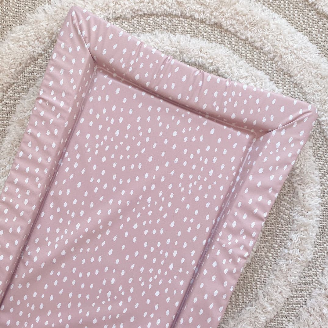 Deluxe Baby Changing Mat - Dusky Pink Spots Print | Bobbin and Bumble.