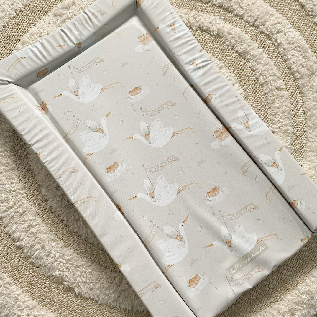 Deluxe Baby Changing Mat - Welcome Baby Unisex Print | Bobbin and Bumble.