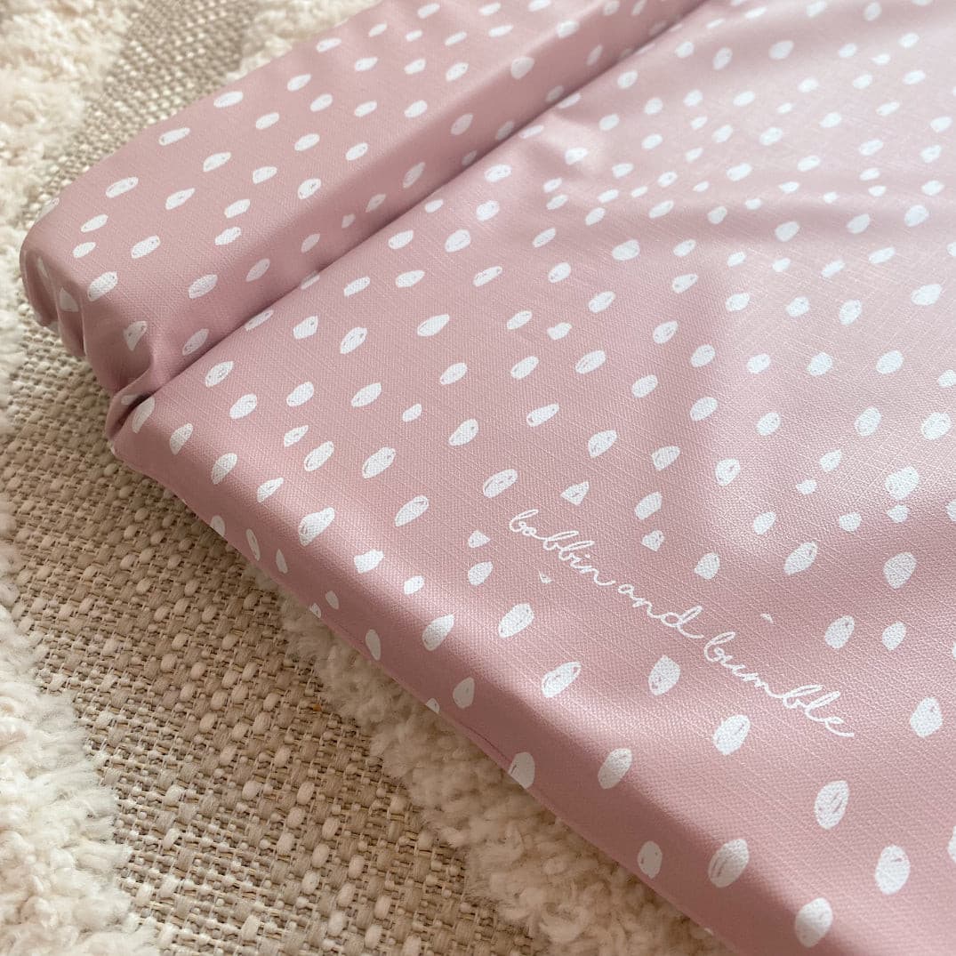 Deluxe Baby Changing Mat - Dusky Pink Spots Print | Bobbin and Bumble.