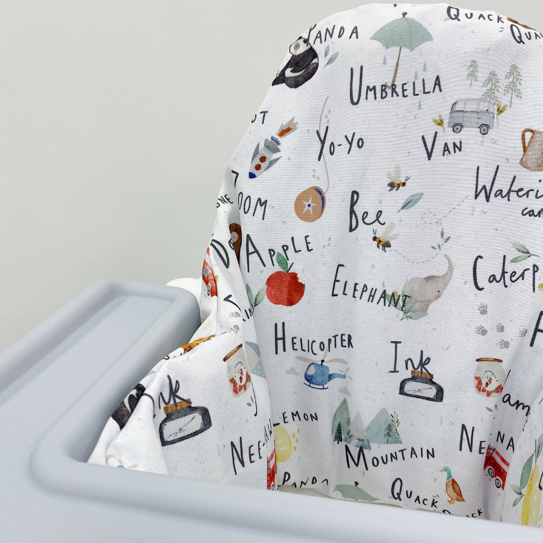 IKEA Highchair Cushion Cover - Alphabet Print | Bobbin and Bumble.