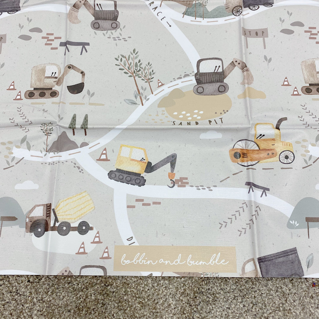 Splash mat - Digger Land Print | Bobbin and Bumble.