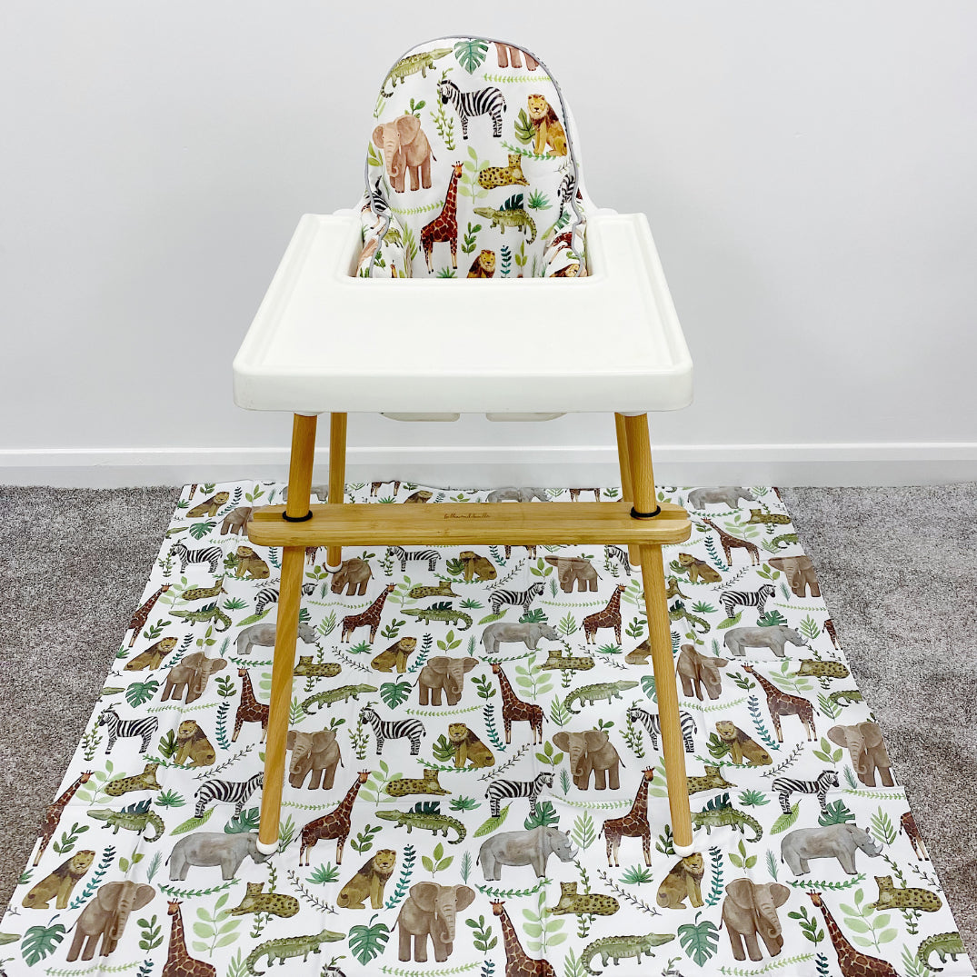 IKEA High Chair waterproof Cover - Safari Animals Print | Bobbin and Bumble.