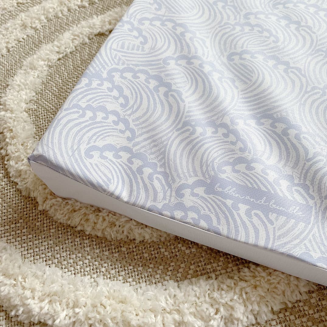 Anti-Roll Wedge Changing Mat - Blue Ocean Waves Print | Bobbin and Bumble.