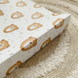 Anti-Roll Wedge Baby Changing Mat - Bru Bear Print | Bobbin and Bumble.