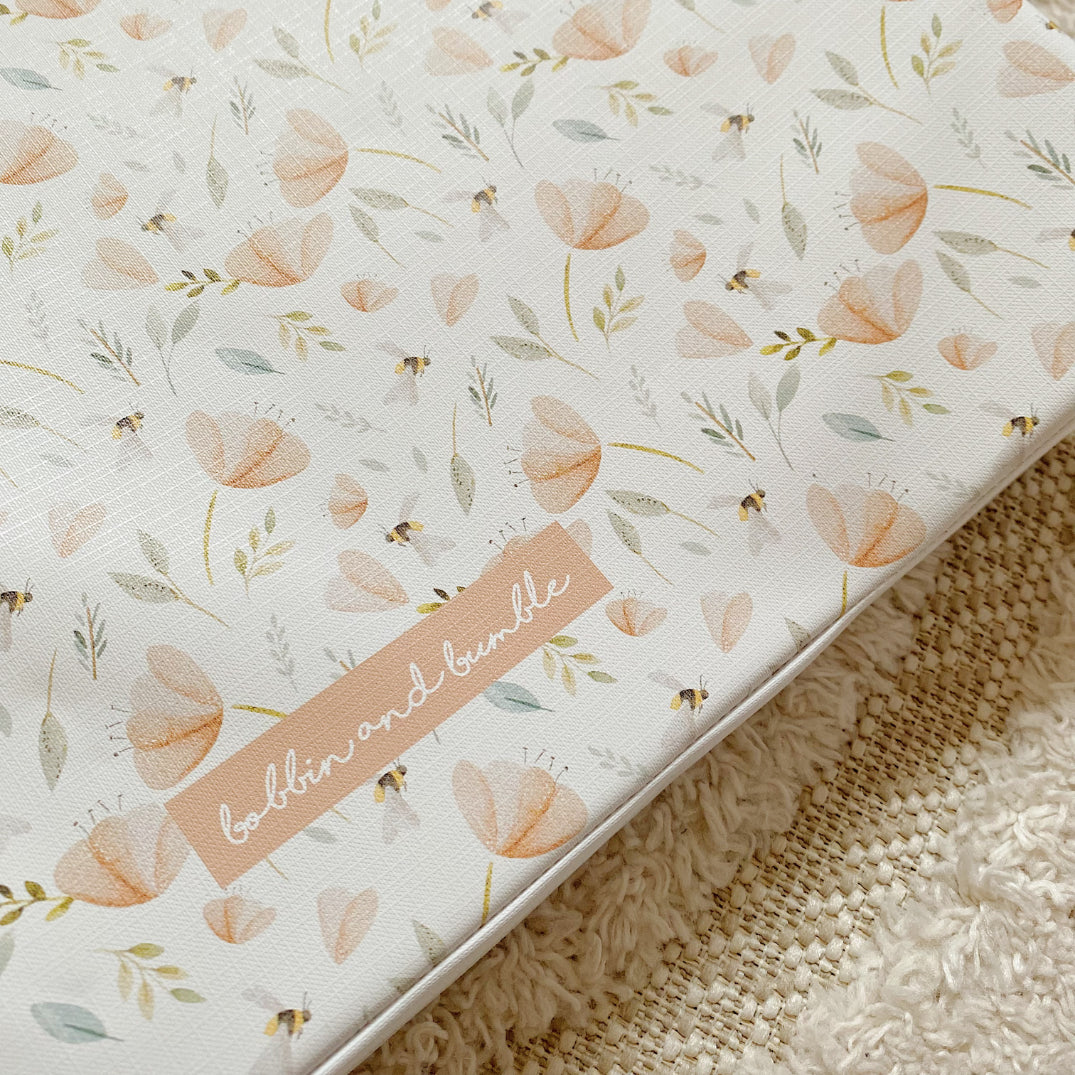 Anti-Roll Wedge Changing Mat - Bee Garden Print | Bobbin and Bumble.