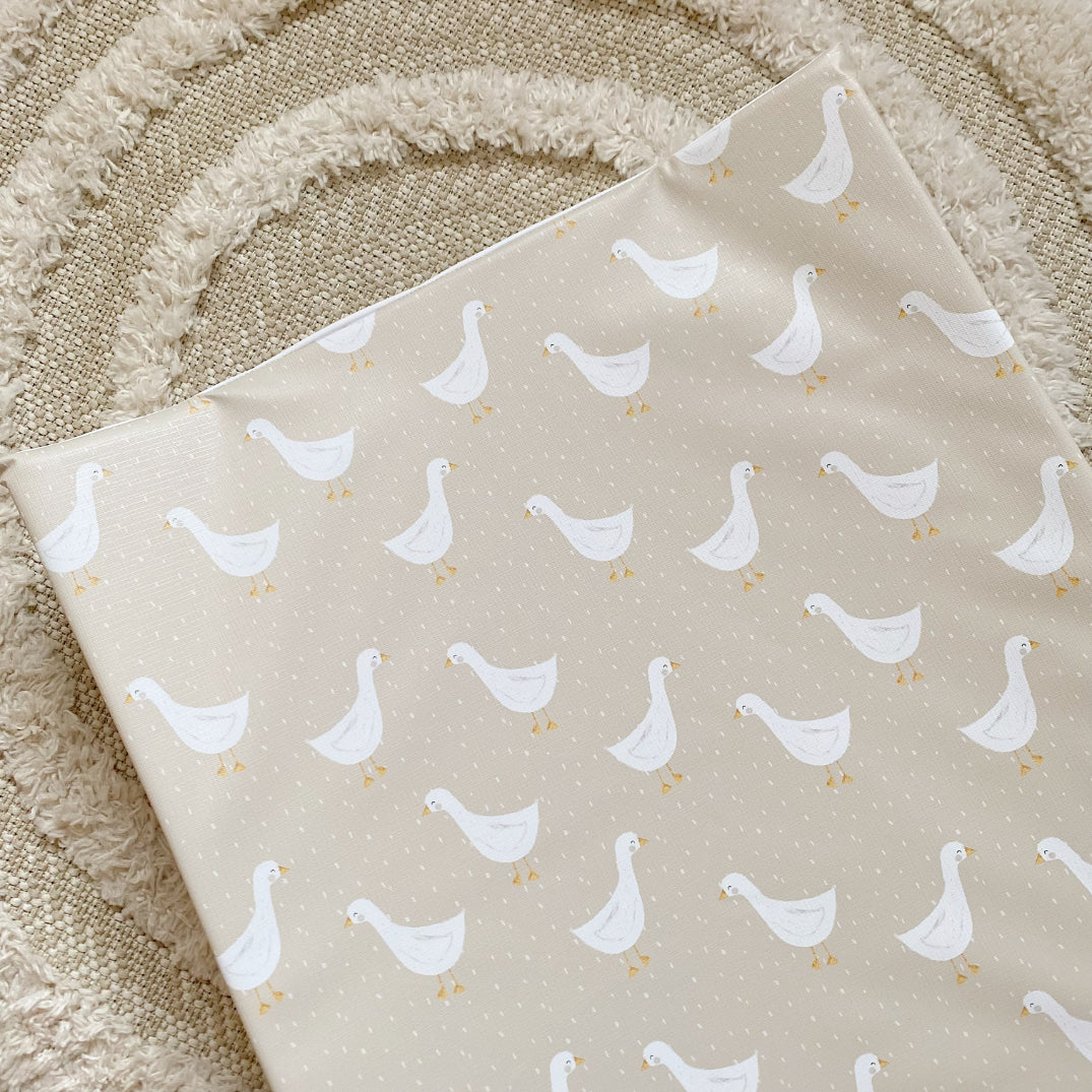 Anti-Roll Wedge Baby Changing Mat - Splash Goose print | Bobbin and Bumble.