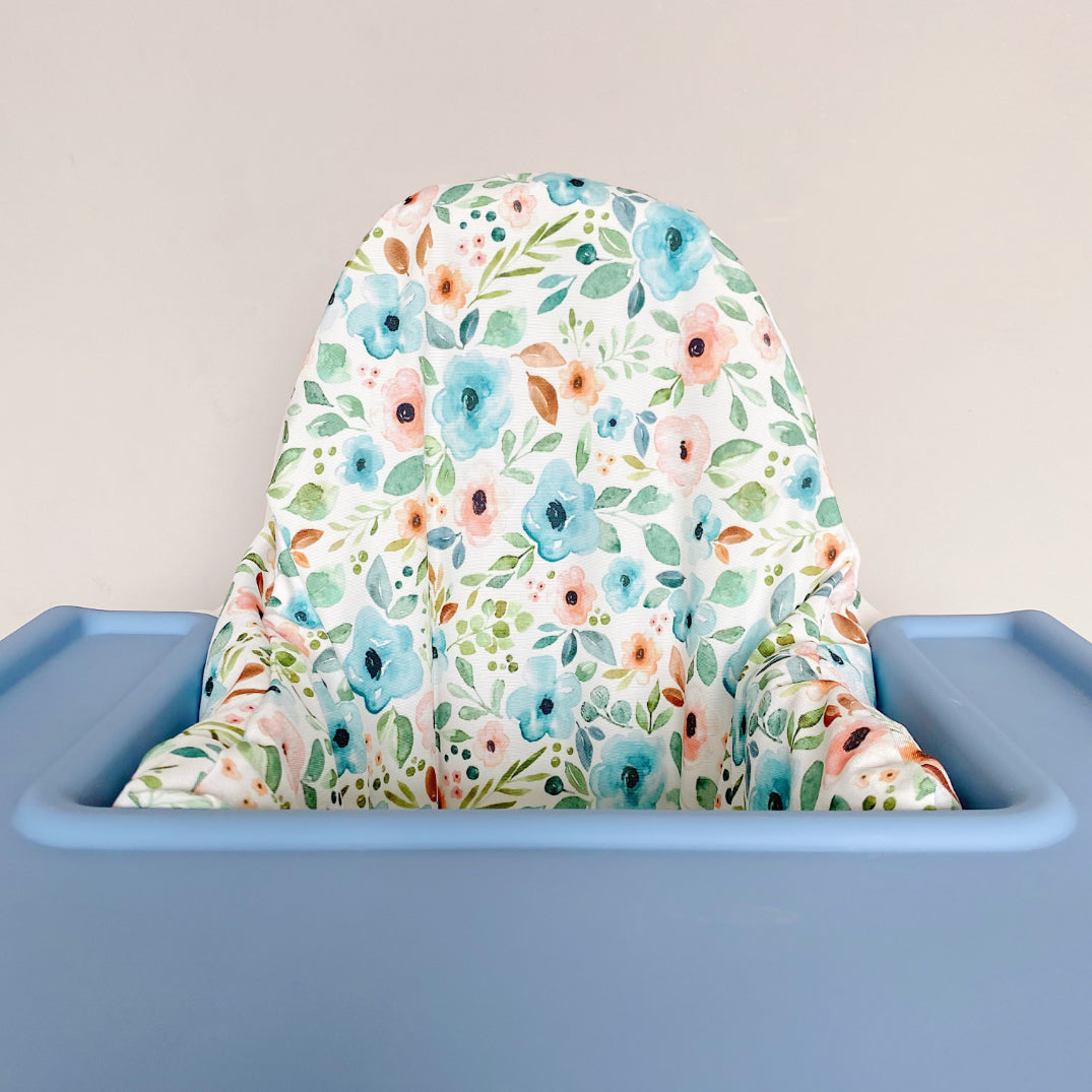 IKEA High Chair Cushion Cover - Blue Floral Print | Bobbin and Bumble.