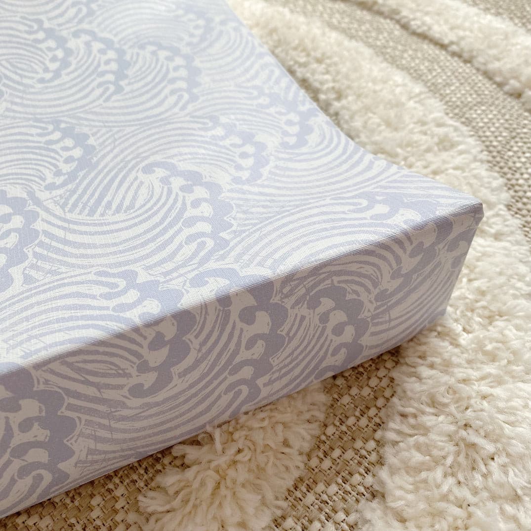 Anti-Roll Wedge Changing Mat - Blue Ocean Waves Print | Bobbin and Bumble.