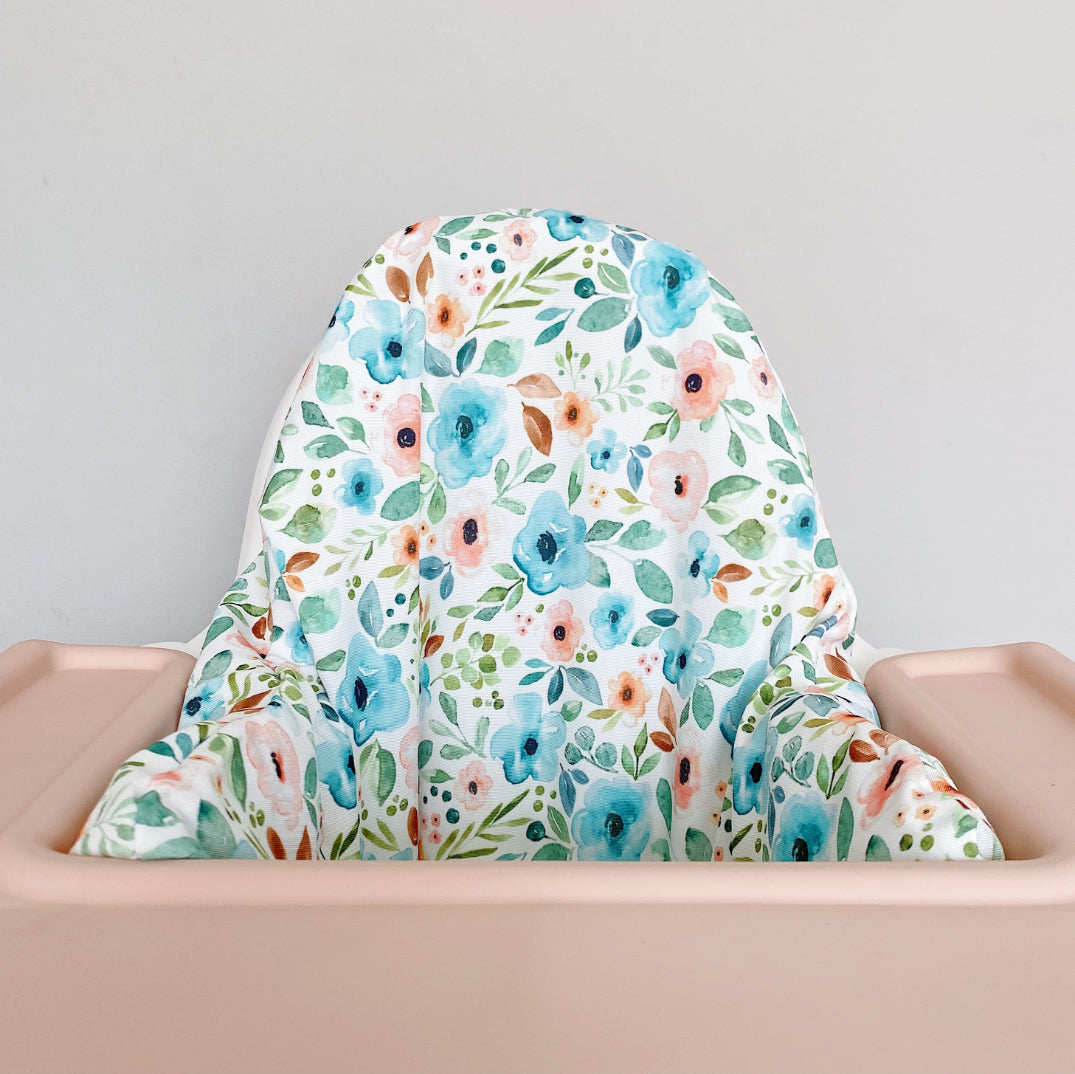 IKEA High Chair Cushion Cover - Blue Floral Print | Bobbin and Bumble.