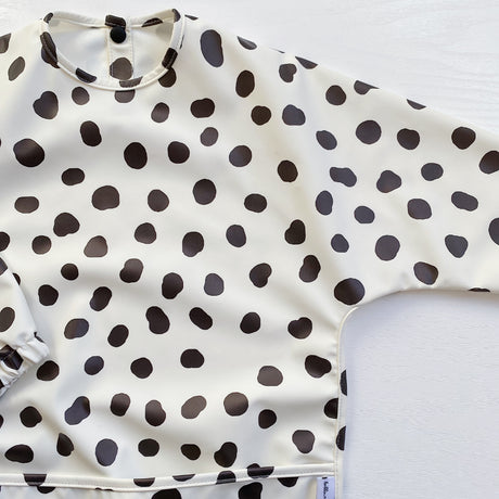 Long Sleeved Baby Bib - Spotty print | Bobbin and Bumble.