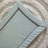 Deluxe Baby Changing Mat - Sage Green Spots Print | Bobbin and Bumble.