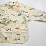 Long Sleeved Baby Bib - Digger Land Print | Bobbin and Bumble.