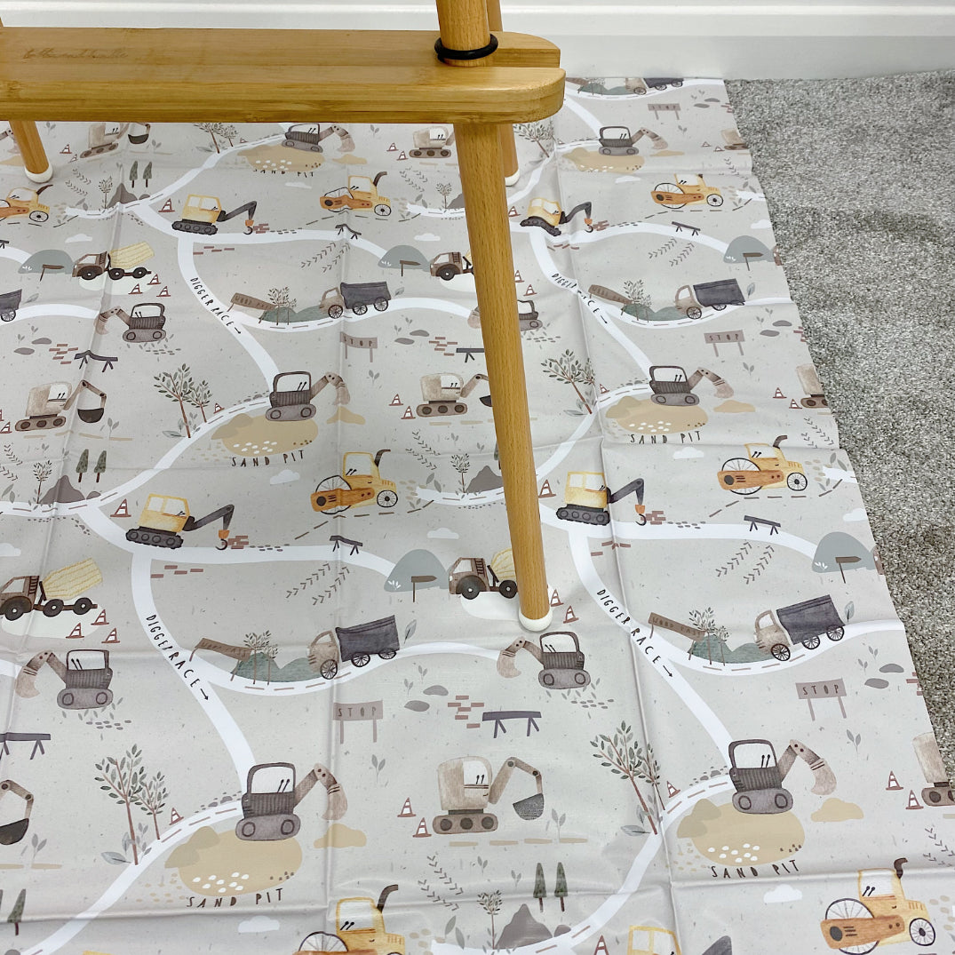 Splash mat - Digger Land Print | Bobbin and Bumble.