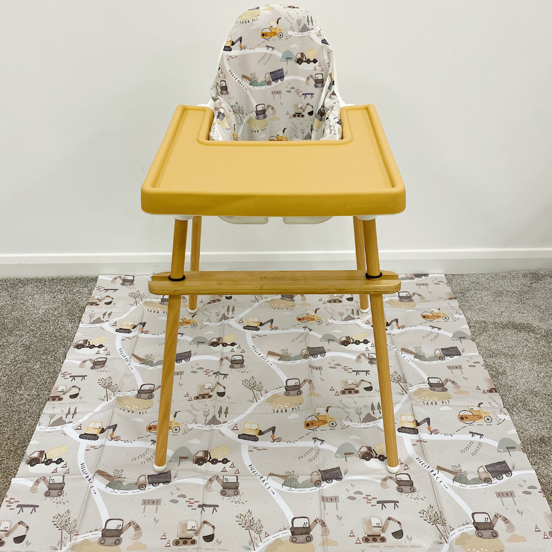 IKEA High Chair waterproof Cover - Diggerland Print | Bobbin and Bumble.