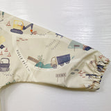 Long Sleeved Baby Bib - Digger Land Print | Bobbin and Bumble.