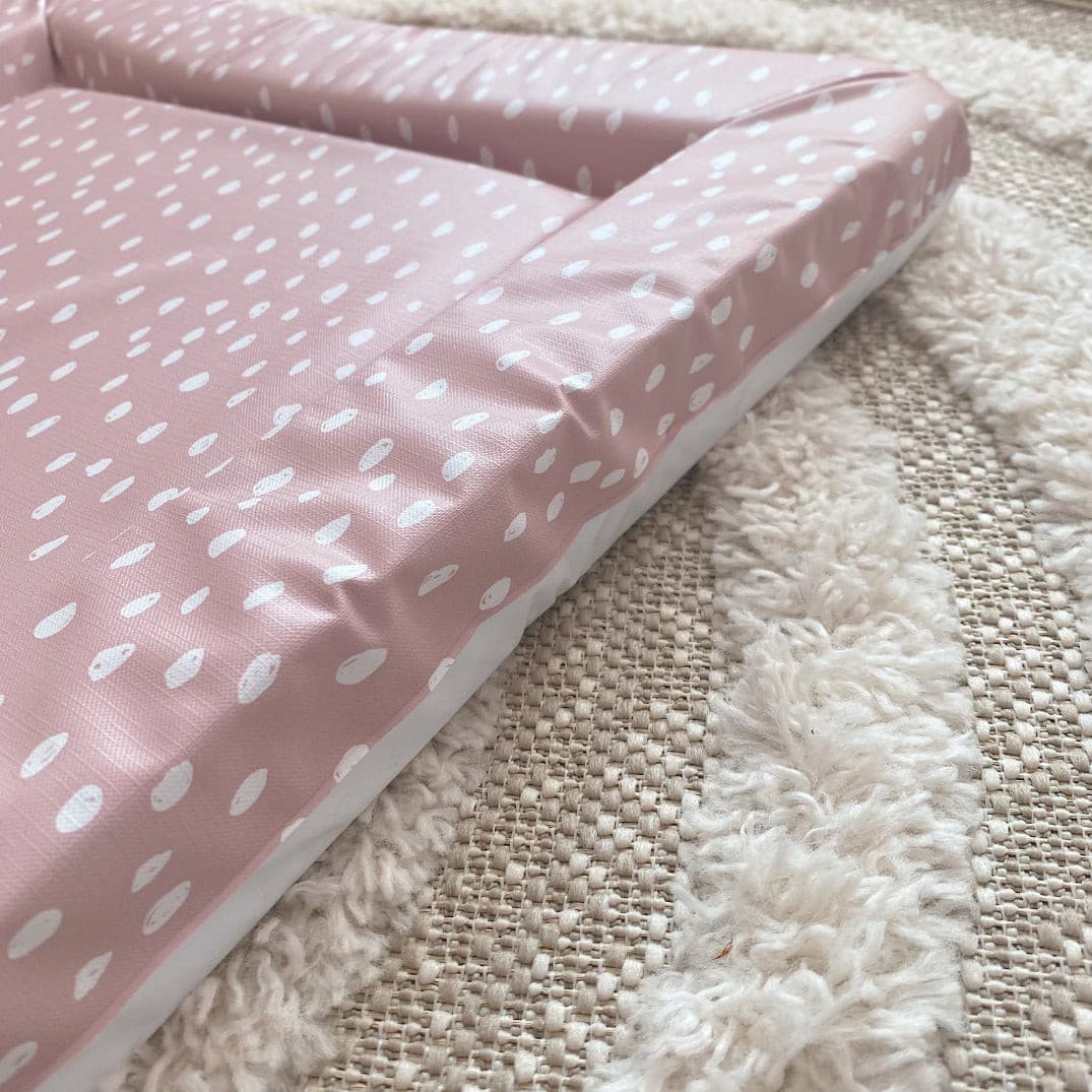 Deluxe Baby Changing Mat - Dusky Pink Spots Print | Bobbin and Bumble.