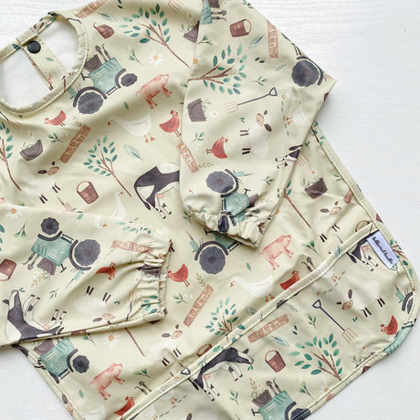 Long Sleeved Baby Bib - Farm Yard Print | Bobbin and Bumble.