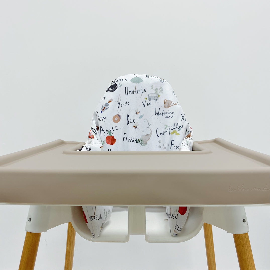 IKEA Highchair Cushion Cover - Alphabet Print | Bobbin and Bumble.