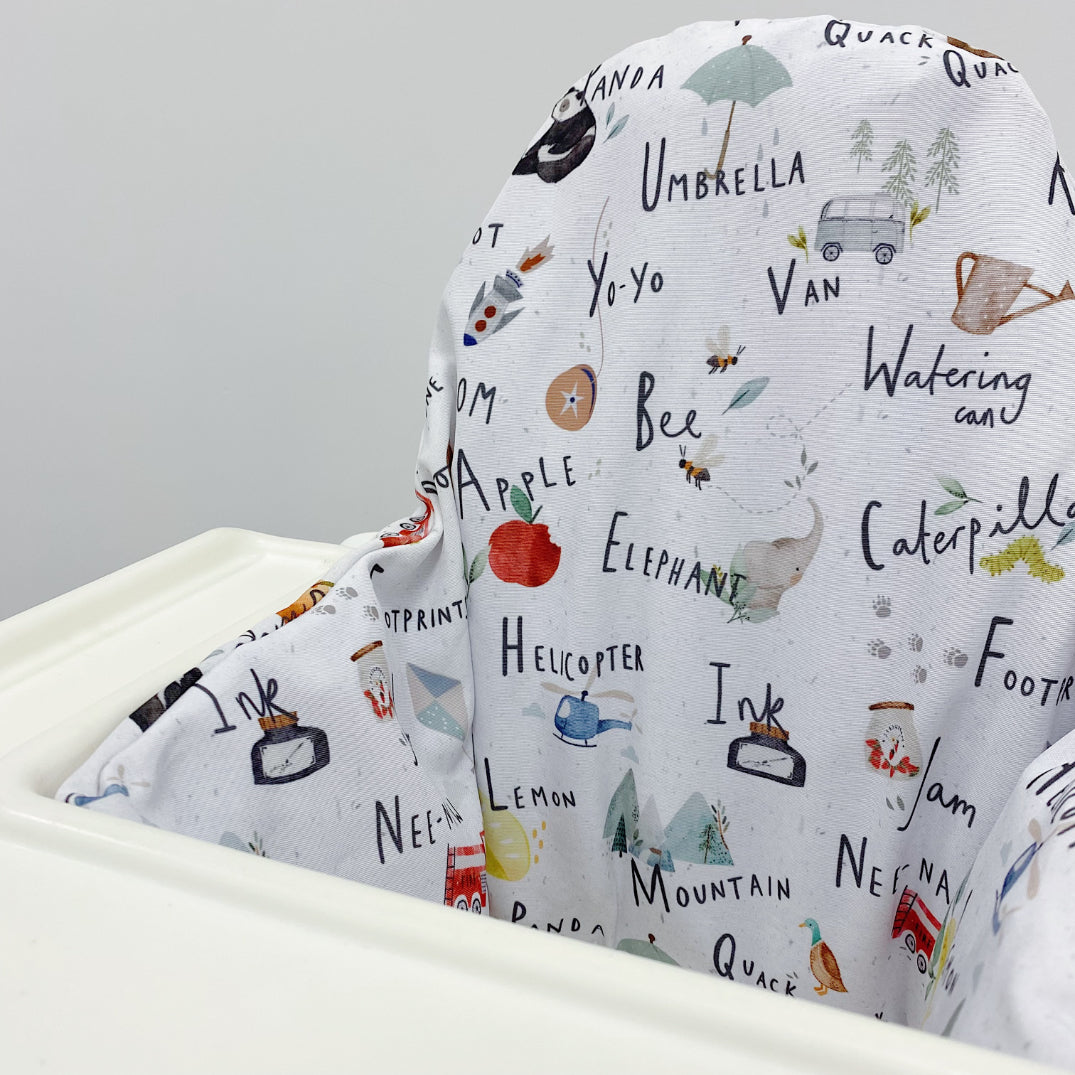 IKEA Highchair Cushion Cover - Alphabet Print | Bobbin and Bumble.