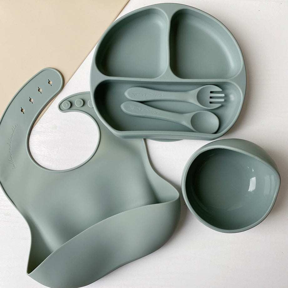 10-Piece Silicone Baby Feeding Set - Sage