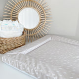 Deluxe Baby Changing Mat - Greige dash neutral Print | Bobbin and Bumble.