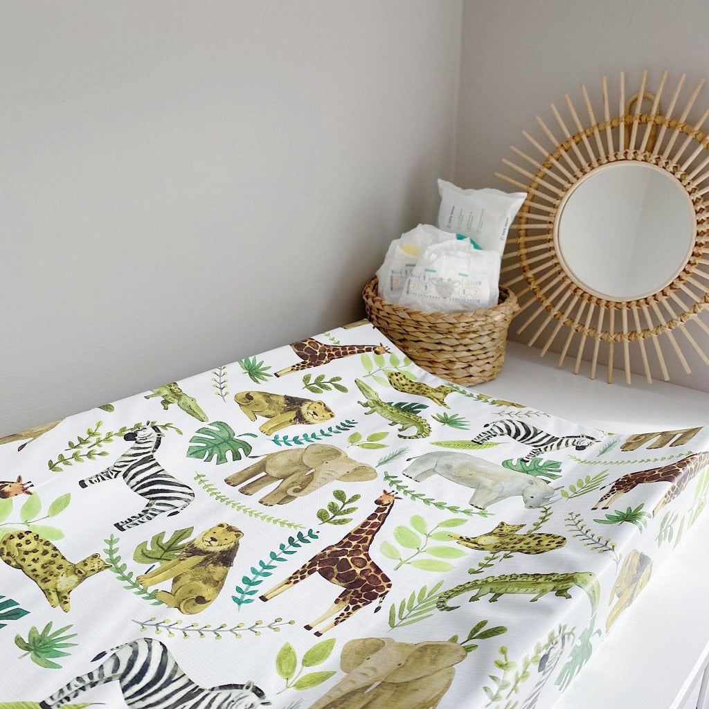 Anti-Roll Wedge Changing Mat - Safari Animals Print | Bobbin and Bumble.