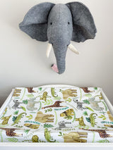 Anti-Roll Wedge Changing Mat - Safari Animals Print | Bobbin and Bumble.