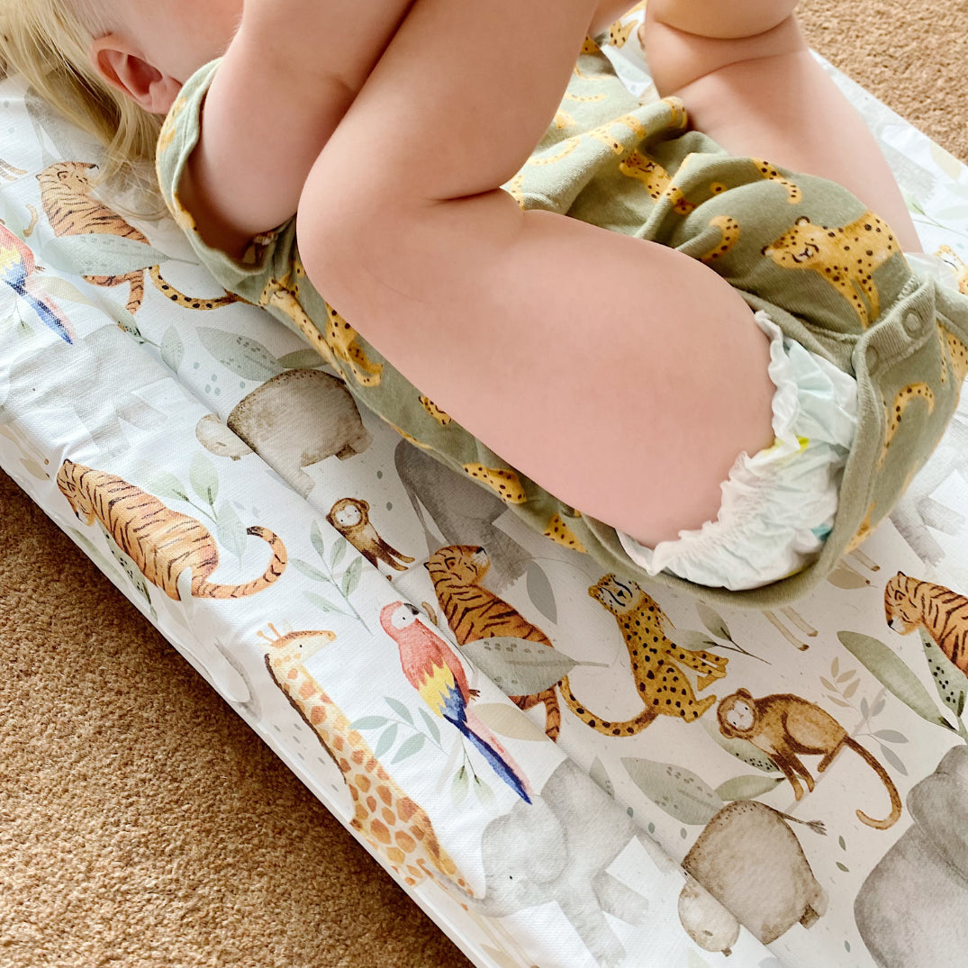 Deluxe Baby Changing Mat - Jungle Animals Print | Bobbin and Bumble.