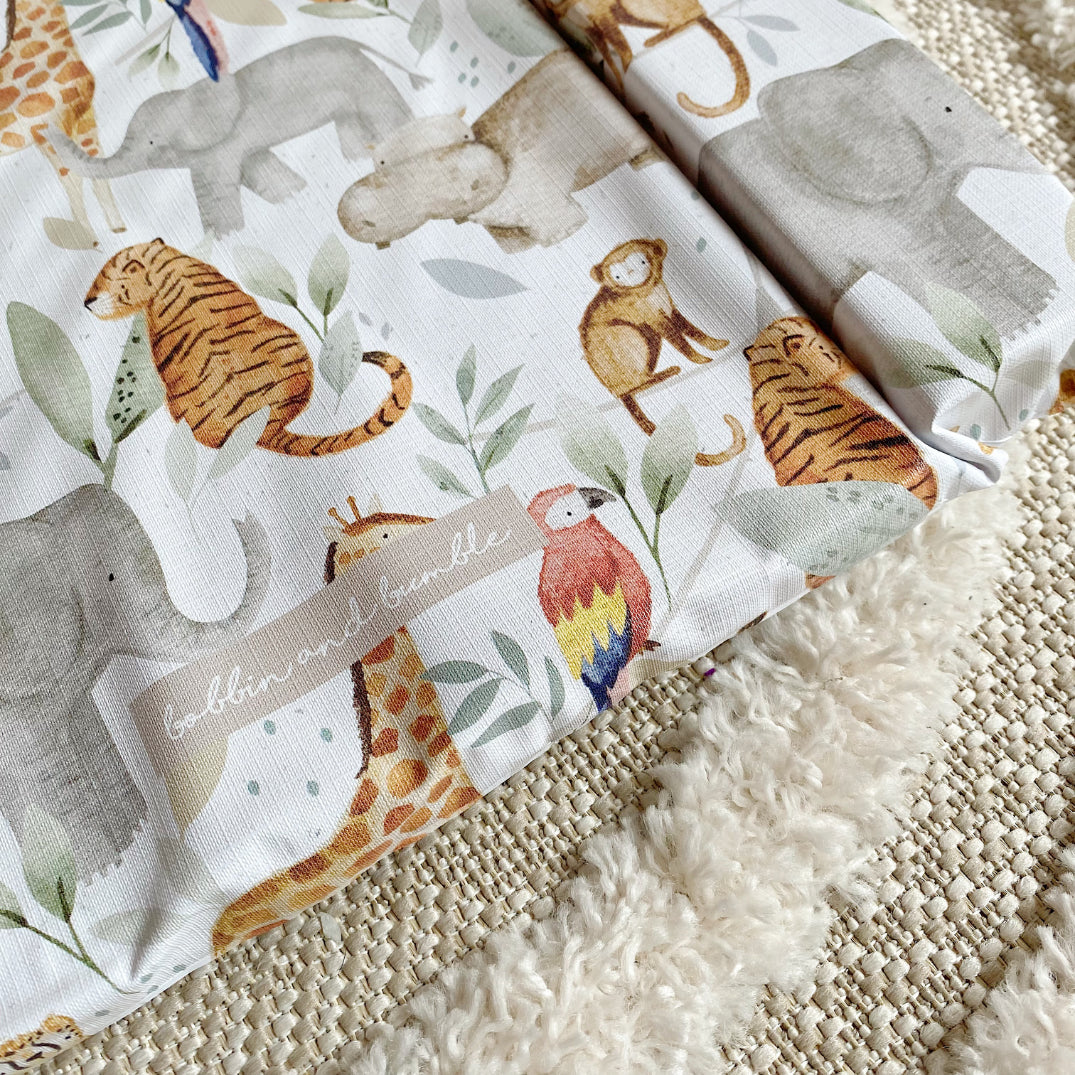 Deluxe Baby Changing Mat - Jungle Animals Print | Bobbin and Bumble.