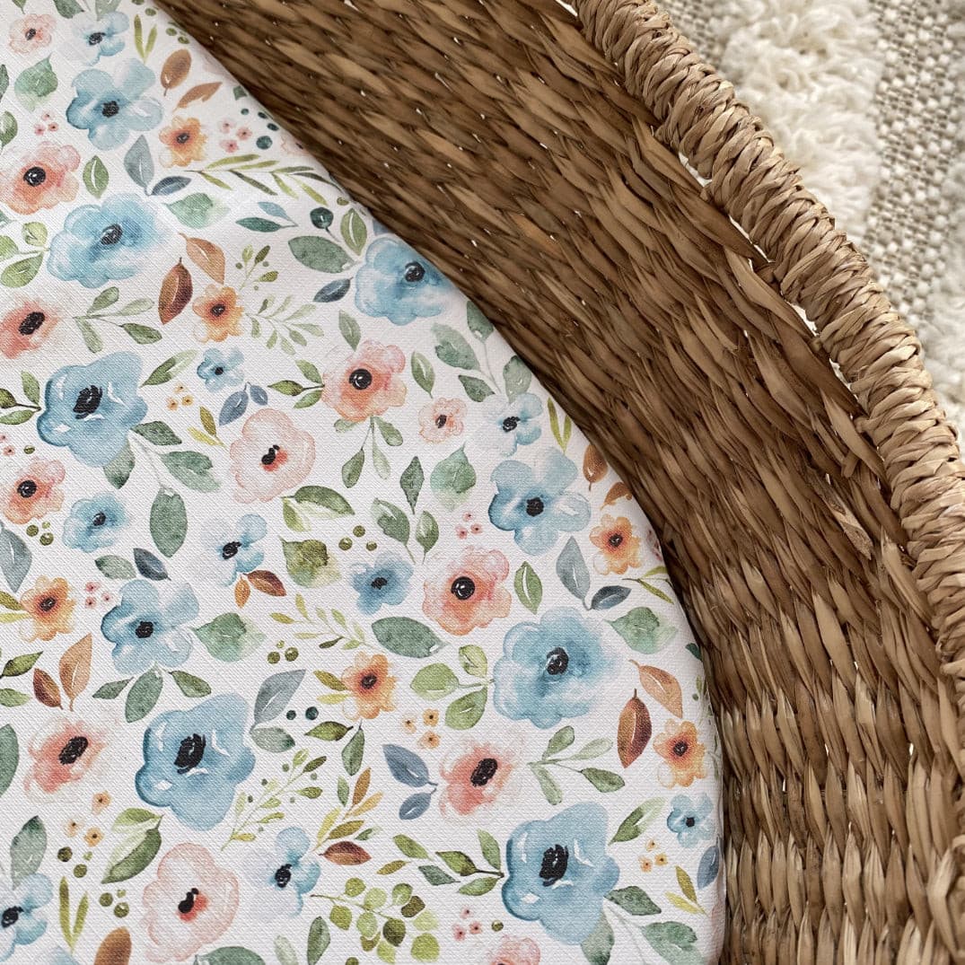 Basket Changing Mat - Blue Floral Print | Bobbin and Bumble.