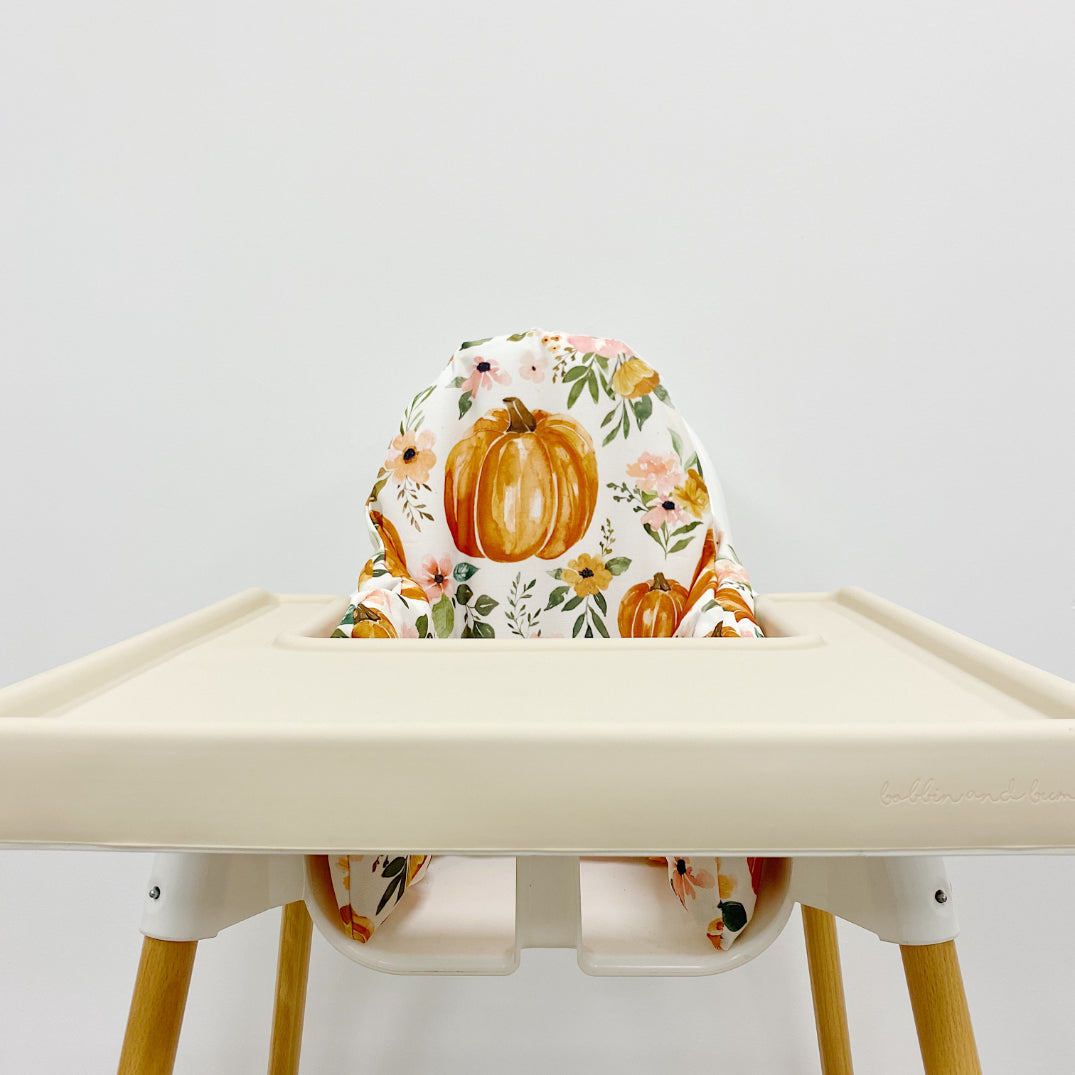 Halloween IKEA High Chair Cushion Cover - Fall Floral Pumpkins Print | Bobbin and Bumble.