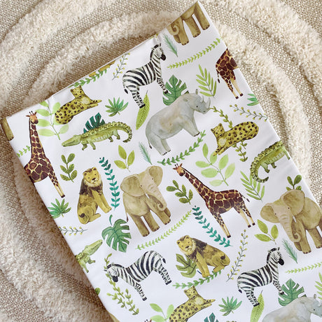 Anti-Roll Wedge Changing Mat - Safari Animals Print | Bobbin and Bumble.