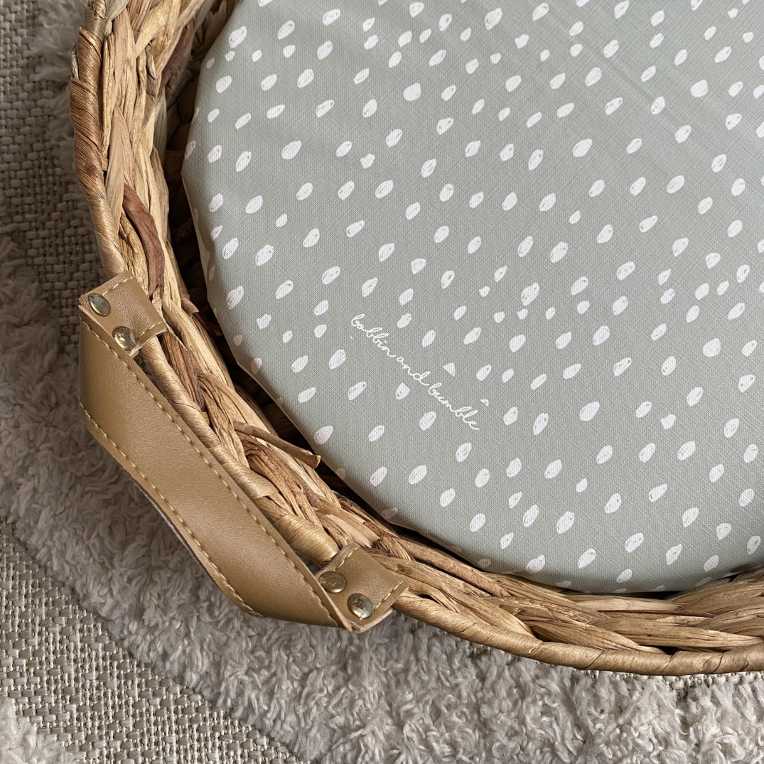 Aldi Basket Liner - Sage Dots | Bobbin and Bumble.