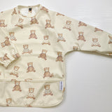 Long Sleeved Baby Bib - Teddy Bear Print | Bobbin and Bumble.