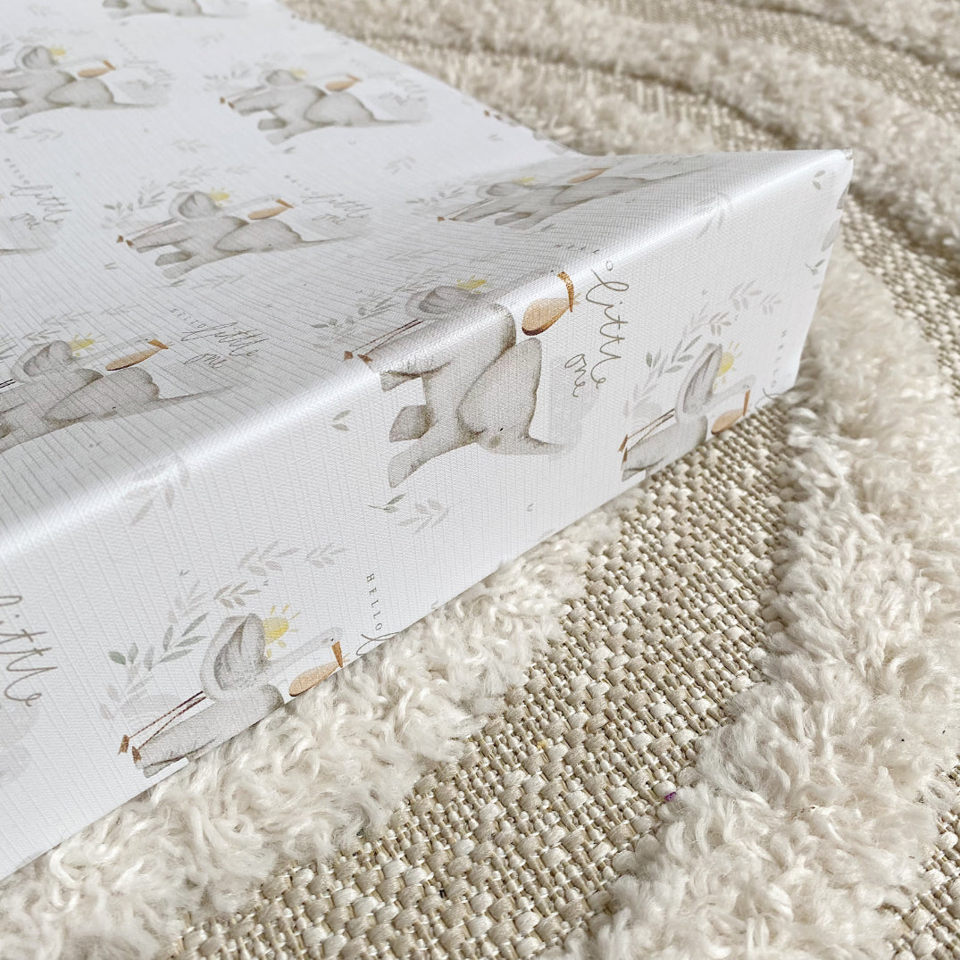 Anti-Roll Wedge Baby Changing Mat - Hello Little One Unisex print | Bobbin and Bumble.