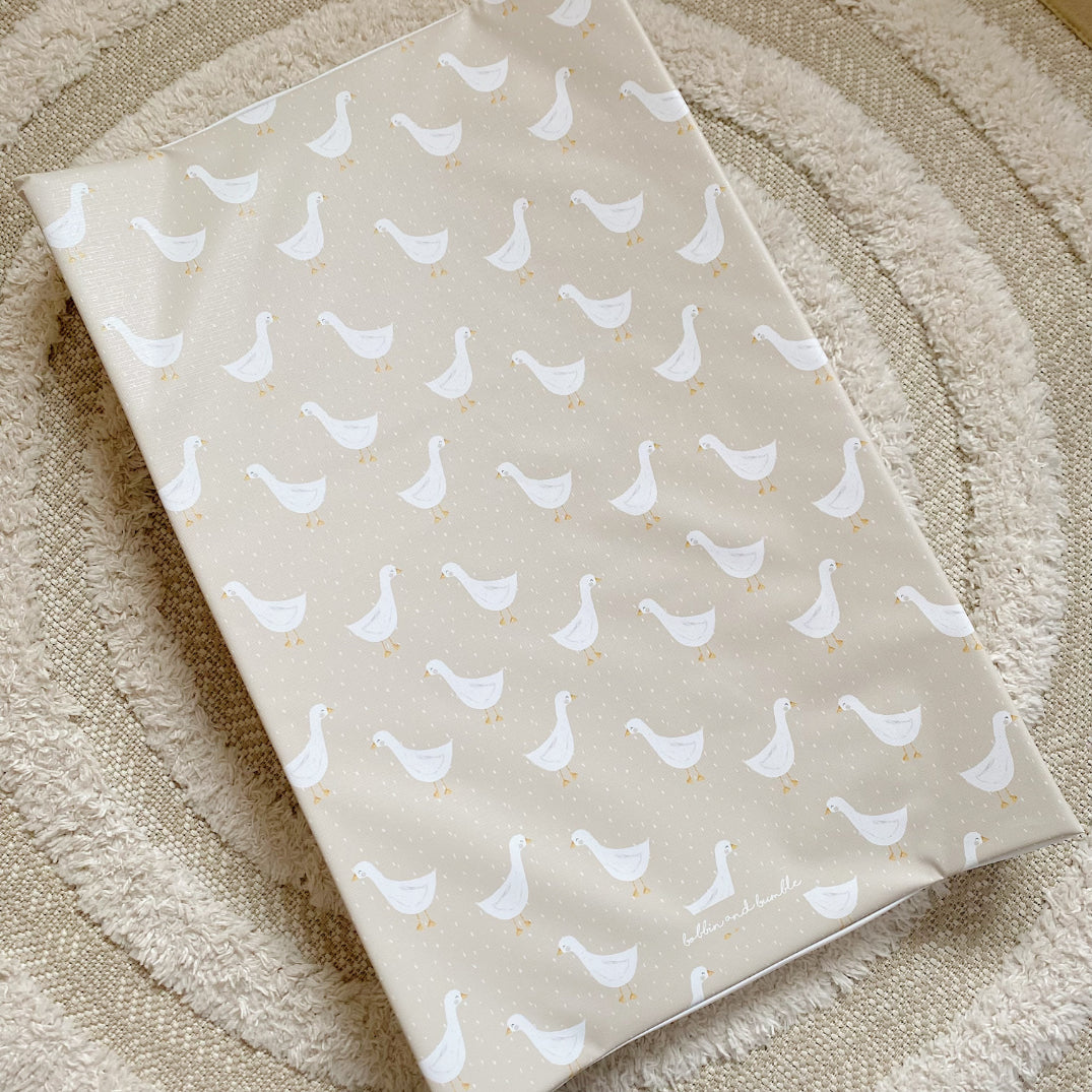 Anti-Roll Wedge Baby Changing Mat - Splash Goose print | Bobbin and Bumble.